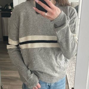 Brandy Melville - Collegiate Stripe Sweater, Grey/White/Black